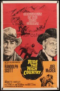 1a745 RIDE THE HIGH COUNTRY 1sh '62 Randolph Scott & Joel McCrea have a showdown in the High Sierra