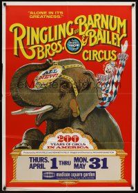 1a748 RINGLING BROS & BARNUM & BAILEY CIRCUS 1sh '75 wonderful art of clown riding elephant!