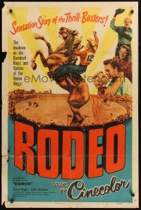 1a750 RODEO 1sh '52 Jane Nigh, John Archer, Wallace Ford, daredevil kings of rings!
