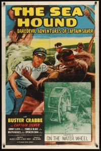 1a769 SEA HOUND Chapter 9 1sh R55 Buster Crabbe, serial, On The Water Wheel!