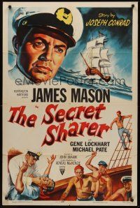 1a774 SECRET SHARER style A 1sh '52 cool art of sea captain James Mason, from Joseph Conrad's story!