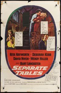 1a776 SEPARATE TABLES 1sh '58 Burt Lancaster desperately & violently craves Rita Hayworth!
