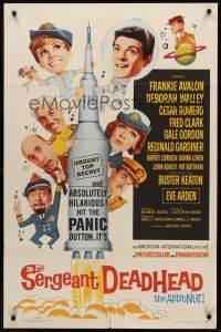 1a777 SERGEANT DEADHEAD 1sh '65 Frankie Avalon, Deborah Walley, Buster Keaton & cast on rocket!