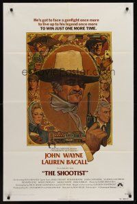 1a790 SHOOTIST int'l 1sh '76 best Richard Amsel artwork of cowboy John Wayne & cast!