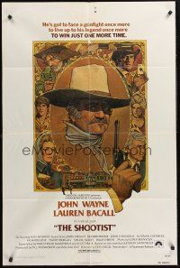 1a789 SHOOTIST 1sh '76 best Richard Amsel artwork of cowboy John Wayne & cast!