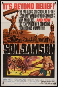 1a820 SON OF SAMSON 1sh '62 artwork of strongman Mark Forest, sexy Chelo Alonso, Italian!