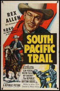 1a823 SOUTH PACIFIC TRAIL 1sh '52 great artwork of Rex Allen close up & on his horse Koko!
