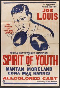 1a831 SPIRIT OF YOUTH 1sh R40s great close portrait of boxer Joe Louis & Edna Mae Harris!
