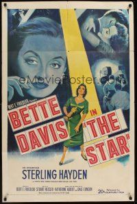 1a834 STAR 1sh '53 great art of Hollywood actress Bette Davis holding Oscar in the spotlight!