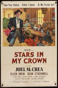 1a842 STARS IN MY CROWN 1sh '50 Ellen Drew, either Joel McCrea speaks or his pistols do!