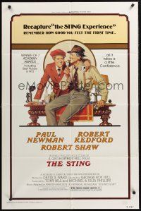 1a843 STING 1sh R77 best artwork of Paul Newman & Robert Redford by Richard Amsel!