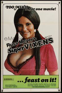 1a850 SUPER VIXENS 1sh '75 Russ Meyer, super sexy Shari Eubank is TOO MUCH for one movie!