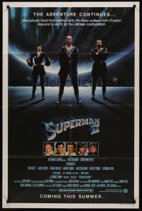 1a852 SUPERMAN II teaser 1sh '81 Christopher Reeve, Terence Stamp, cool image of bad guys!