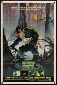 1a855 SWAMP THING 1sh '82 Wes Craven, Richard Hescox art of him holding sexy Adrienne Barbeau!