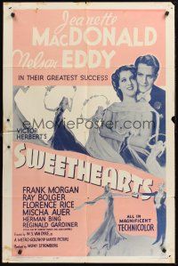 1a859 SWEETHEARTS 1sh R62 close up of Nelson Eddy & pretty Jeanette MacDonald!