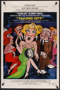 1a866 TAKING OFF style B 1sh '71 Milos Forman's first American movie, wacky art by Bacha!