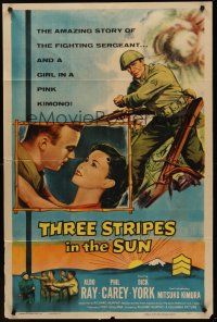 1a903 THREE STRIPES IN THE SUN 1sh '55 Aldo Ray falls for Japanese translator Mitsuko Kimura!