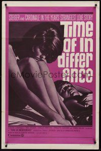 1a907 TIME OF INDIFFERENCE 1sh '66 super close up of sexy Claudia Cardinale & sleeping Rod Steiger!