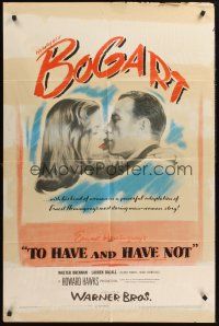 1a001 TO HAVE & HAVE NOT 1sh '44 artwork of Humphrey Bogart about to kiss sexy Lauren Bacall!
