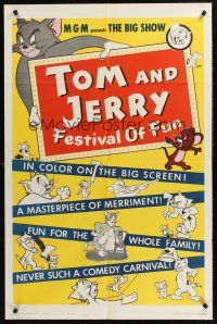 1a911 TOM & JERRY FESTIVAL OF FUN 1sh '62 many violent cartoon images of Tom & Jerry!