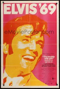 1a926 TROUBLE WITH GIRLS 1sh '69 great gigantic close up art of smiling Elvis Presley!