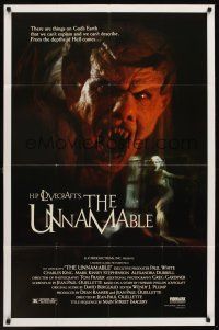 1a937 UNNAMABLE video 1sh '88 Charles Klausmeyer, H.P. Lovecraft, cool monster!
