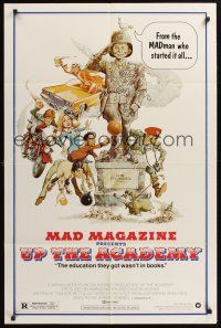 1a940 UP THE ACADEMY 1sh '80 MAD Magazine, Jack Rickard art of Alfred E. Newman!