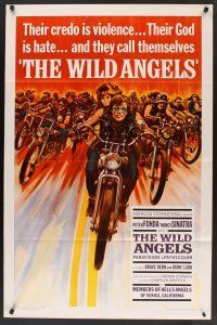 1a982 WILD ANGELS 1sh '66 classic image of biker Peter Fonda & sexy Nancy Sinatra on motorcycle!