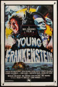 1a998 YOUNG FRANKENSTEIN 1sh '74 Mel Brooks, art of Gene Wilder, Peter Boyle & Marty Feldman!
