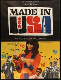 1b105 MADE IN U.S.A. French 1p '66 Jean-Luc Goddard, Anna Karina, cool Ferracci design!