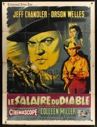 1b109 MAN IN THE SHADOW French 1p '58 Jeff Chandler, Orson Welles & Colleen Miller, Grinsson art!