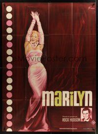1b111 MARILYN French 1p '63 full-length art of sexy Monroe & Rock Hudson by Boris Grinsson!