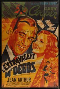 1b117 MR. DEEDS GOES TO TOWN French 1p R87 best art of Gary Cooper & Jean Arthur, Frank Capra