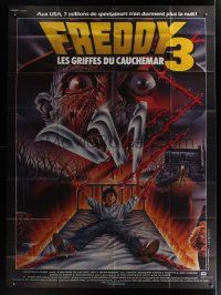 1b125 NIGHTMARE ON ELM STREET 3 French 1p '87 best different artwork of Freddy Krueger by Melki!