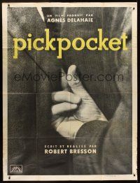 1b133 PICKPOCKET French 1p '59 Robert Bresson, cool image of thief's hand reaching in jacket!