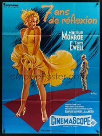 1b154 SEVEN YEAR ITCH French 1p R70s best art of Marilyn Monroe's skirt blowing by Boris Grinsson!