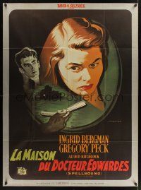 1b157 SPELLBOUND French 1p R79 Alfred Hitchcock, Ingrid Bergman, Gregory Peck, original 1948 art!