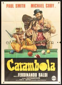 1b215 CARAMBOLA Italian 1p '73 wonderful artwork of cowboys sitting at pool table!