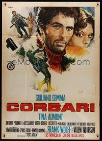 1b220 CORBARI Italian 1p '70 art of Giuliano Gemma as Silvio & Tina Aumont by Renato Casaro!