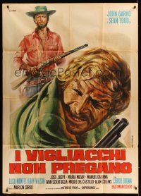 1b222 COWARDS DON'T PAY Italian 1p '68 art of Gianni Garko & Ivan Rassimov by Renato Casaro!
