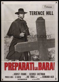 1b238 DJANGO PREPARE A COFFIN Italian 1p '68 cool c/u of Terence Hill as Django with gun by grave!