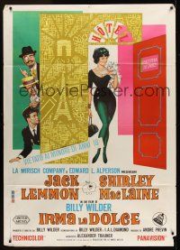 1b260 IRMA LA DOUCE Italian 1p '63 Billy Wilder, great art of Shirley MacLaine & Jack Lemmon!