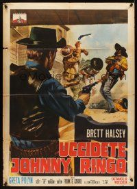 1b265 KILL JOHNNY RINGO Italian 1p '66 Brett Halsey, cool spaghetti western art!