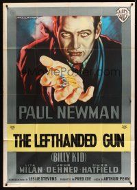1b274 LEFT HANDED GUN Italian 1p '58 art of Paul Newman as Billy the Kid by Martinati!