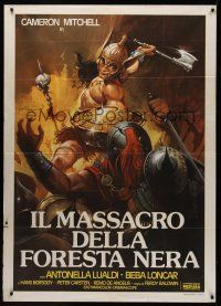 1b285 MASSACRE IN THE BLACK FOREST Italian 1p 67 Ferdinando Baldi, cool barbarian art!
