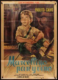 1b288 MIRACLE OF MARCELINO Italian 1p '55 art of Spanish orphan in attic by Rodolfo Gasparri!