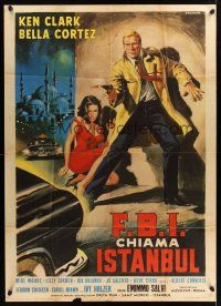 1b295 NONE BUT THE LONELY SPY Italian 1p '64 F.B.I. chiama Istanbul, cool crime art by Casaro!