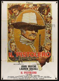 1b318 SHOOTIST Italian 1p '76 best Richard Amsel artwork of cowboy John Wayne & cast!