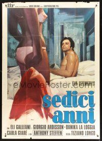 1b320 SIXTEEN Italian 1p '74 art of guy in bed staring at near-naked girl by Serafini!