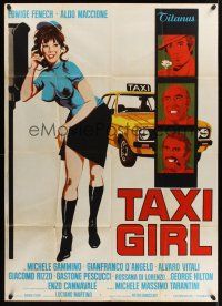 1b334 TAXI GIRL Italian 1p '77 full-length art of sexy Edwige Fenech, Aldo Maccione